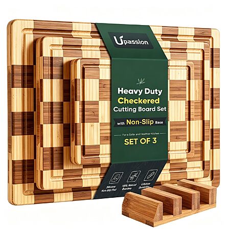 Bamboo Cutting Board Set of 3 Wood Cutting Boards for Kitchen