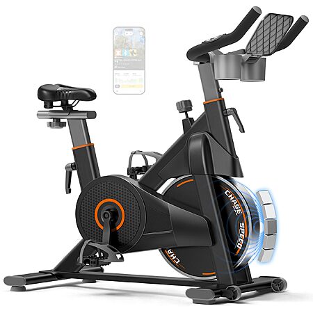 CURSOR Exercise Bike, Magnetic Friction Stationary Bikes for Home with APP