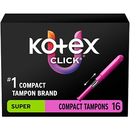 [S&S] U by Kotex Click Compact Tampons, Super, 128 Count, 8 Packs of 16