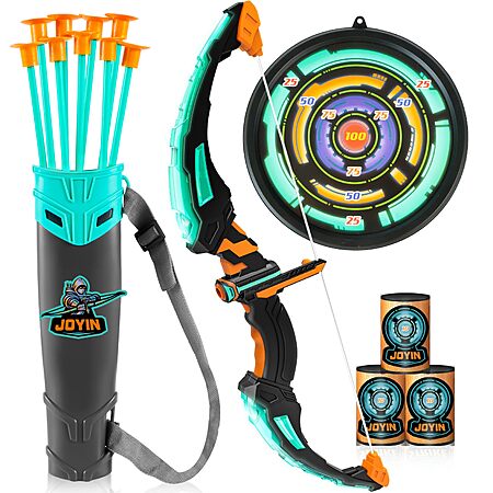JOYIN Kids Bow and Arrow Set, LED Light Up Archery Toy Set with 9 Suction Cup Arrows, Target & Arrow Case