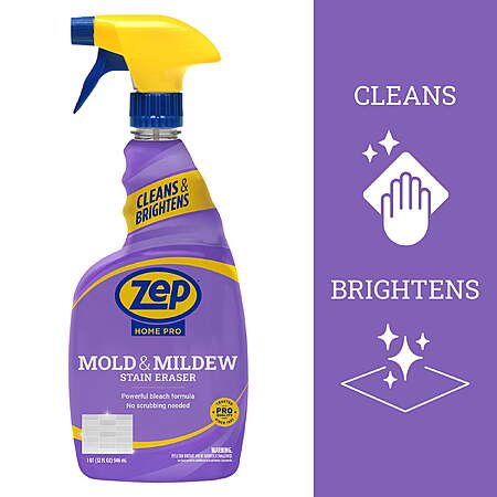 Zep Home Pro Mold and Mildew Stain Eraser and Cleaner, Clean Fresh Scent, 32 fl oz