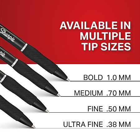Sharpie S-Gel Gel Pens, Black Barrel, Medium Point (0.7mm), Assorted Ink Colors, 12 Count - Writing, Note-Taking, Journaling, School Supplies