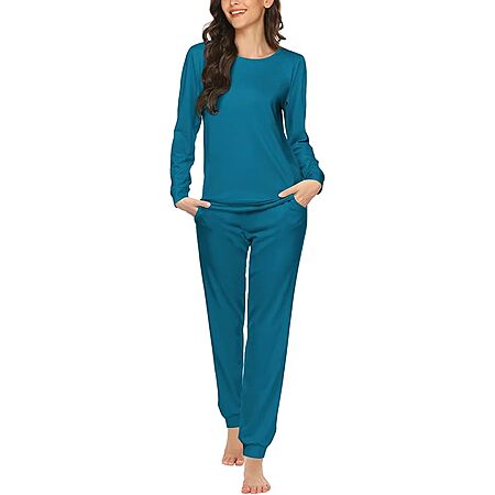 Ekouaer Womens Jogger Pajama Sets Long Sleeve Sleepwear Lounge Sets XS-XXL
