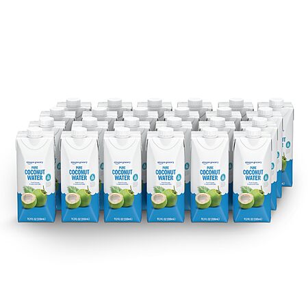 [S&S] Amazon Grocery, Pure Coconut Water, No Added Sugar, 11.2 Fl Oz, 24 Ct