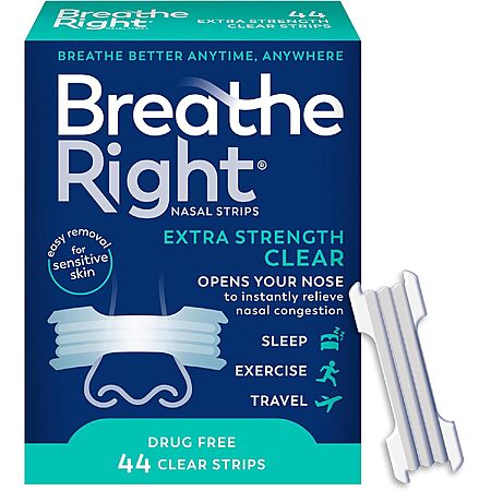 [S&S] Breathe Right Nasal Strips, Extra Strength, Nasal Congestion, Clear, 44ct