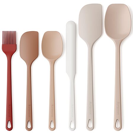 Astercook 6-Piece Silicone Spatula Set, 560°F Heat Resistant Rubber Spatulas with Stainless Steel Core
