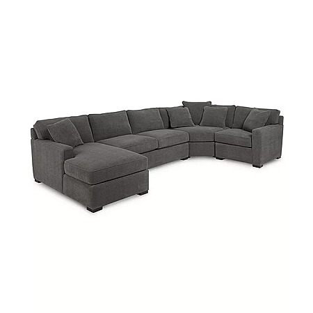 Macy's Radley 4-Pc. Fabric Chaise Sectional Sofa with Wedge Piece $2049