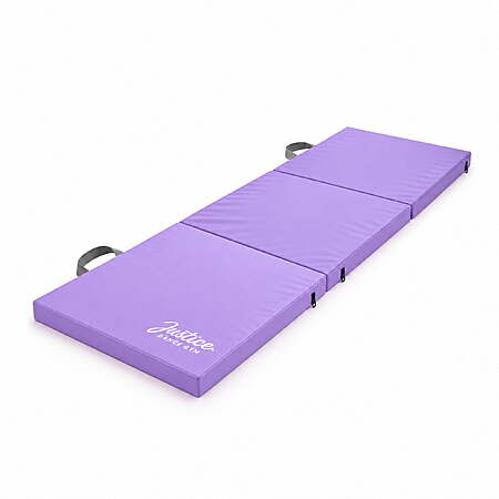 Justice 6ft Three-Fold Gymnastics Mat with Carry Handles, Lavender, 1.5-inch Thickness