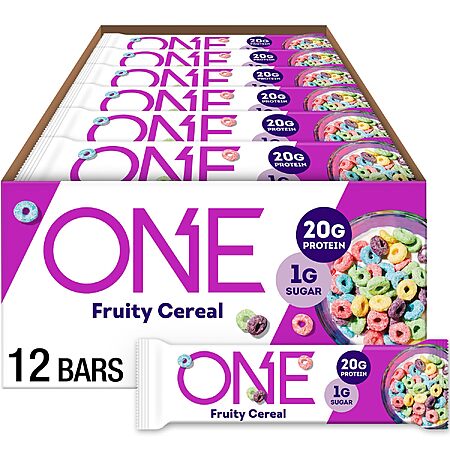 ONE Fruity Cereal Protein Bars, 20g Protein, Gluten Free Snacks, 12 ct | 20g Protein, 1g Sugar $18.60 @Amazon