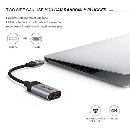 QGeeM USB C to HDMI Adapter, 4K Type C to HDMI Cable for Laptop Phone