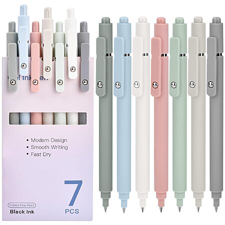 7 Pcs Gel Pens 0.5mm Black Ink Pens