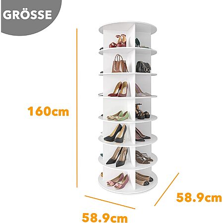 SpaceAid 7 Tier Rotating Shoe Rack Tower, Spinning Shoe Display Lazy Susan