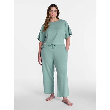 Joyspun Women's French Terry Knit Sleep Capri Pants, 25” Inseam, Sizes XS-3X