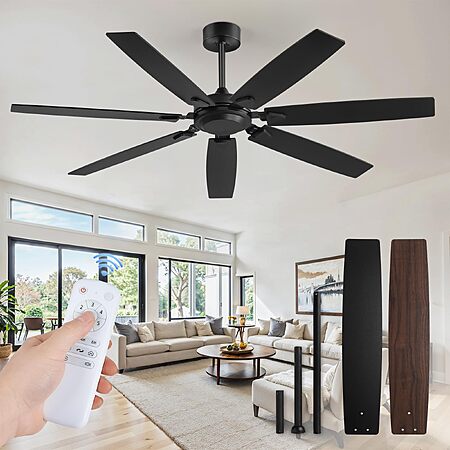 Fanbulous 62 Inch Ceiling Fan No Light, Powerful Quiet DC Motor, 6-Speed Remote