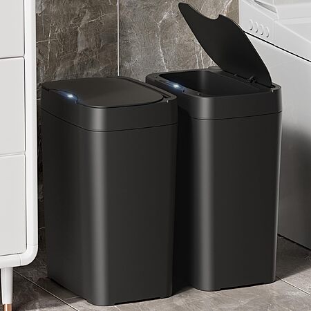 Vanpopubs 2 Pack 2.7 Gal Bathroom Trash Can with Lid, Automatic Trash Can Small Smart Garbage Can