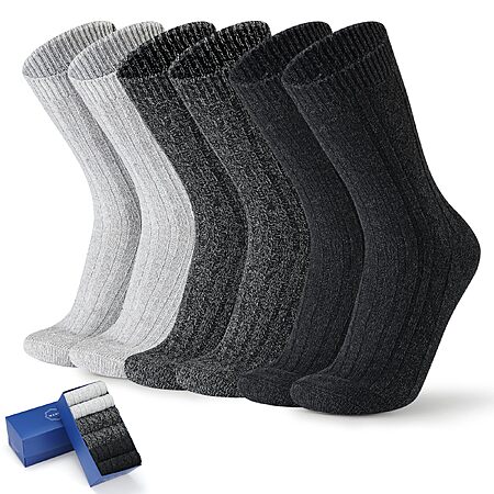 ICEIVY Men 5-6 Pairs Winter Warm Wool Heated Thermal Socks