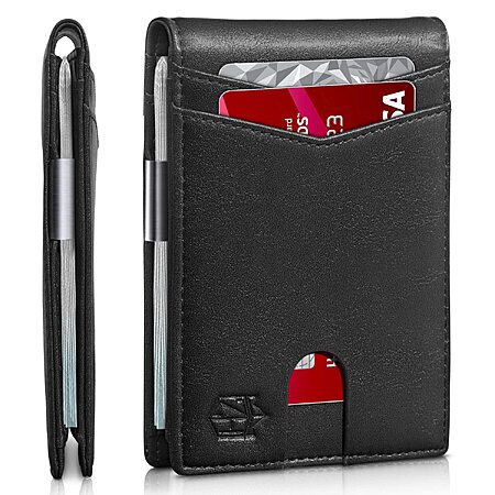 Zitahli Money Clip Wallets for Men,Slim Bifold Wallet 10-12 Cards, Mens Leather Wallet with ID Window,RFID Blocking Thin Minimalist Credit Card Holder