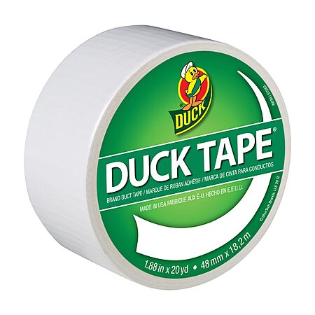 Duck Tape Brand Color Duct Tape, 1.88 in x 20 yds, White, Single Roll | Heavy Duty Duct Tape for Everyday Repairs and Colored Duck Tape for Crafting and Projects
