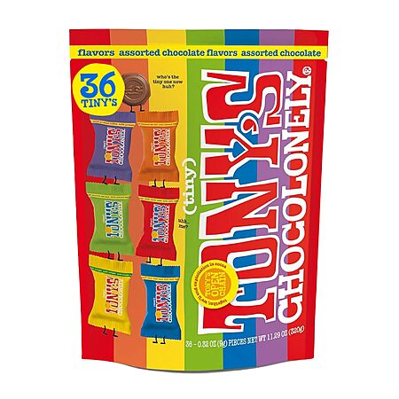 [S&S] Tony’s Chocolonely Assorted Chocolate Candy Pieces 36 Count, 11.28 Oz