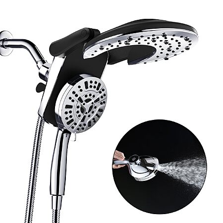 Prime- BOZYBO Foldable Rainfall Shower Head with Handheld Combo Chrome