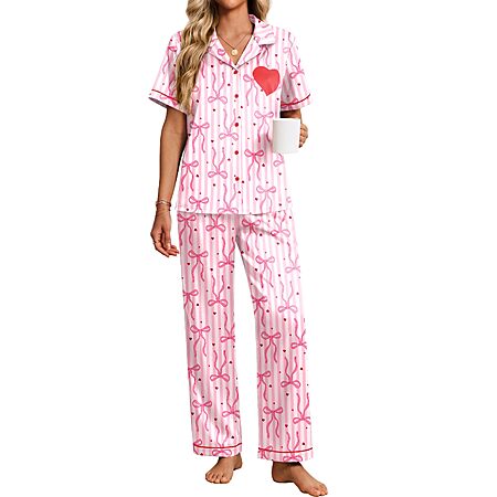 Ekouaer Womens Silk Pajama Set Button Down Pjs Set