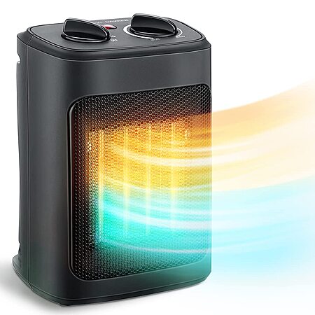Space Heater for Indoor Use, Portable Heater with Adjustable Thermostat | 1500W Electric Compact Ceramic Room Heater with 4 Modes, Tip-Over & Overheat Protection