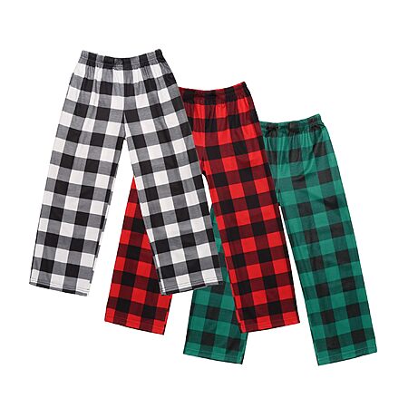 Ekouaer Boys Pajama Pants 3 Pack Sleep Kids Plaid Pajama Bottom