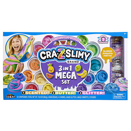 Cra-Z Slimy Mega Slime Kit for Ages 6+ with Scented, Butter & Glitter Slime