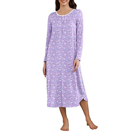 Ekouaer Women Nightgowns Long Sleeve Sleepshirt House Dresses with Pockets
