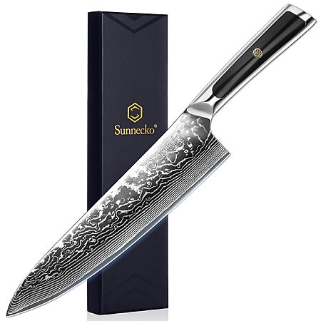 Sunnecko 8 Inch Japanese Damascus Chef Knife - Ultra Sharp VG10 Steel ...
