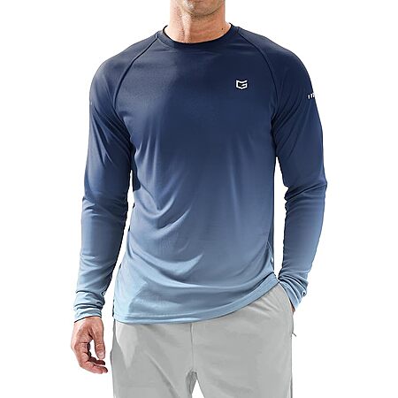 G- Gradual Men's Sun Protection Swim Long Sleeve UPF 50+ Rash Guard Lightweight Shirts
