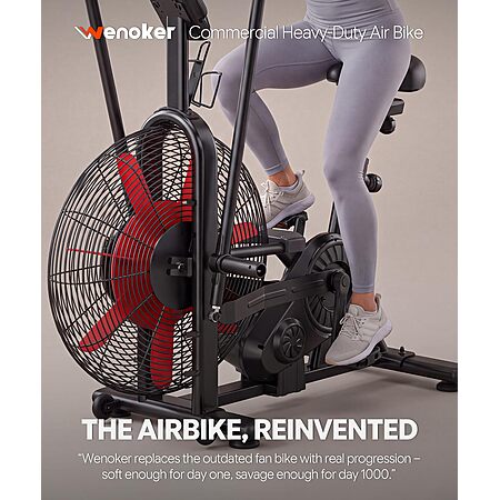 Wenoker A20 Air-Resistance Exercise Bike, Air Bike with Smart APP, ISCC PLUS Certified, Transmission Ratio 15:1, Stationary Fan Bike for Home Gym HIIT Full Body Workout