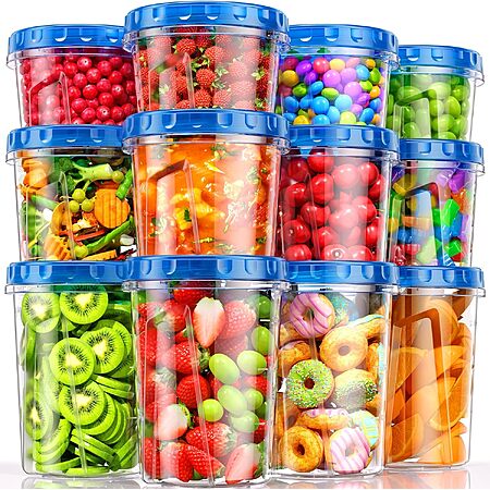 [Lightning Deal ] BiuLeon [12 Pack-34/24/17oz Freezer Storage Containers with 3 Different Sizes