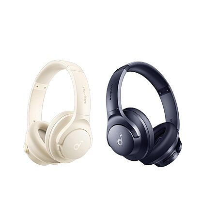TWO Pairs Soundcore by Anker Q20i Hybrid Active Noise Cancelling Headphones, Wireless Over-Ear Bluetooth, 40H Long ANC Playtime（White & Blue） $46.73