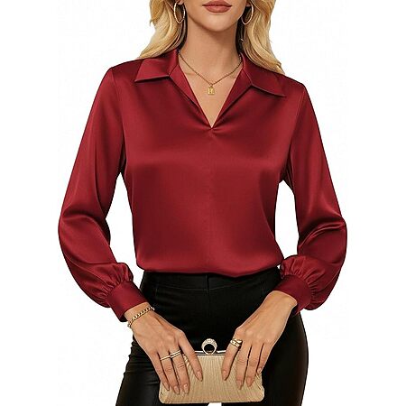 GRACE KARIN Satin Silk Blouses for Women Dressy Casual Fall Clothes