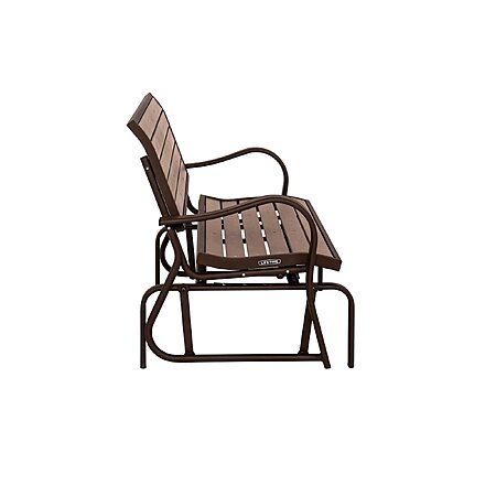 LIFETIME 60290 Wood Alternative Glider Bench, Mocha Brown