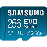 SAMSUNG EVO Select 256GB microSDXC, Up-to 160 MB/s, 4K UHD, UHS-I, C10, U3, V30, A2 33% off $19.99