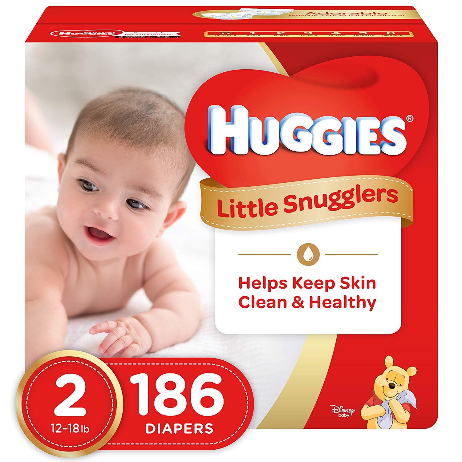 HUGGIES Little Snugglers Baby Diapers, Size 2, for 12-18 lbs, One Month Supply (186 Count), Packaging May Vary $14.7