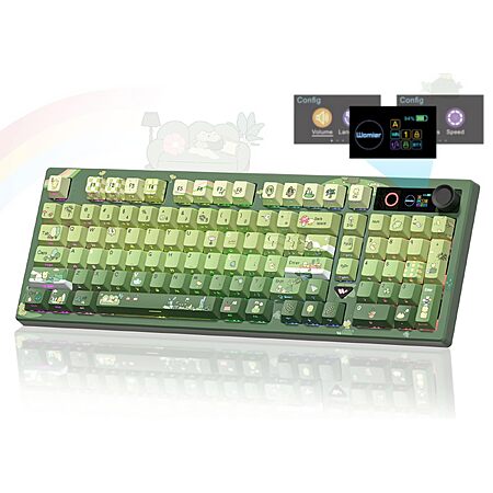 Womier Mechanical Keyboard Wireless with Screen, Frog Thocky Keyboard-L98