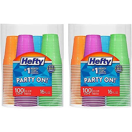 2-Pack 100-Count 16-Oz Hefty Party On Disposable Plastic Cups (Assorted Colors) $9.90