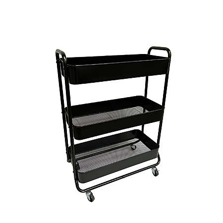 Mainstays Wide 3-Tier Metal Rolling Utility Cart (Black) $10 + Free S&H w/ Walmart+ or on $35+ (ymmv?)