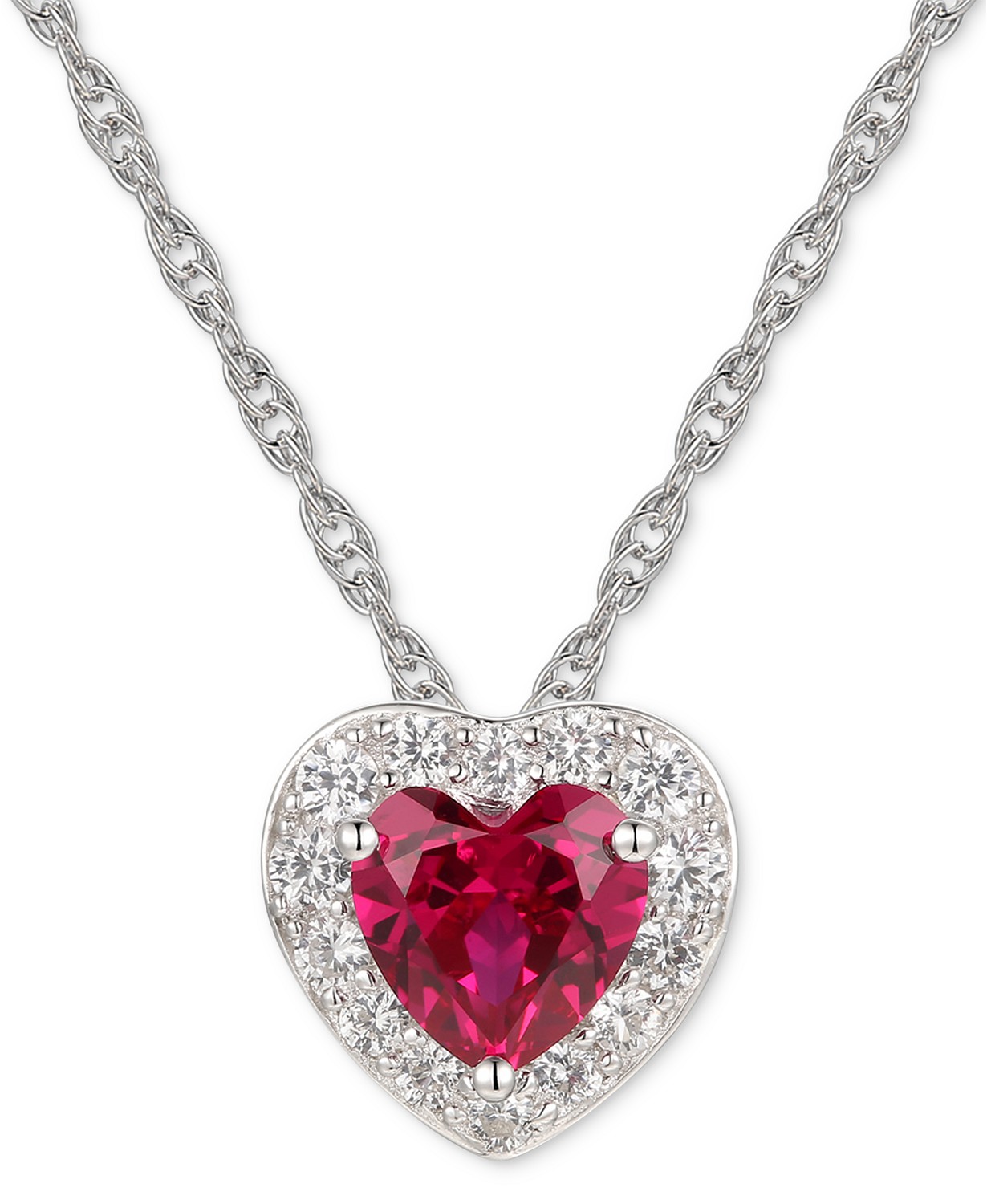 Macys Jewelry Flash Sale: Macy's Lab-Created Ruby (1-1/3 ct.t.w.) & White Sapphire (1/2 ct. t.w.) 18" Pendant Necklace in Sterling Silver $7.50, More + free ship on $25+