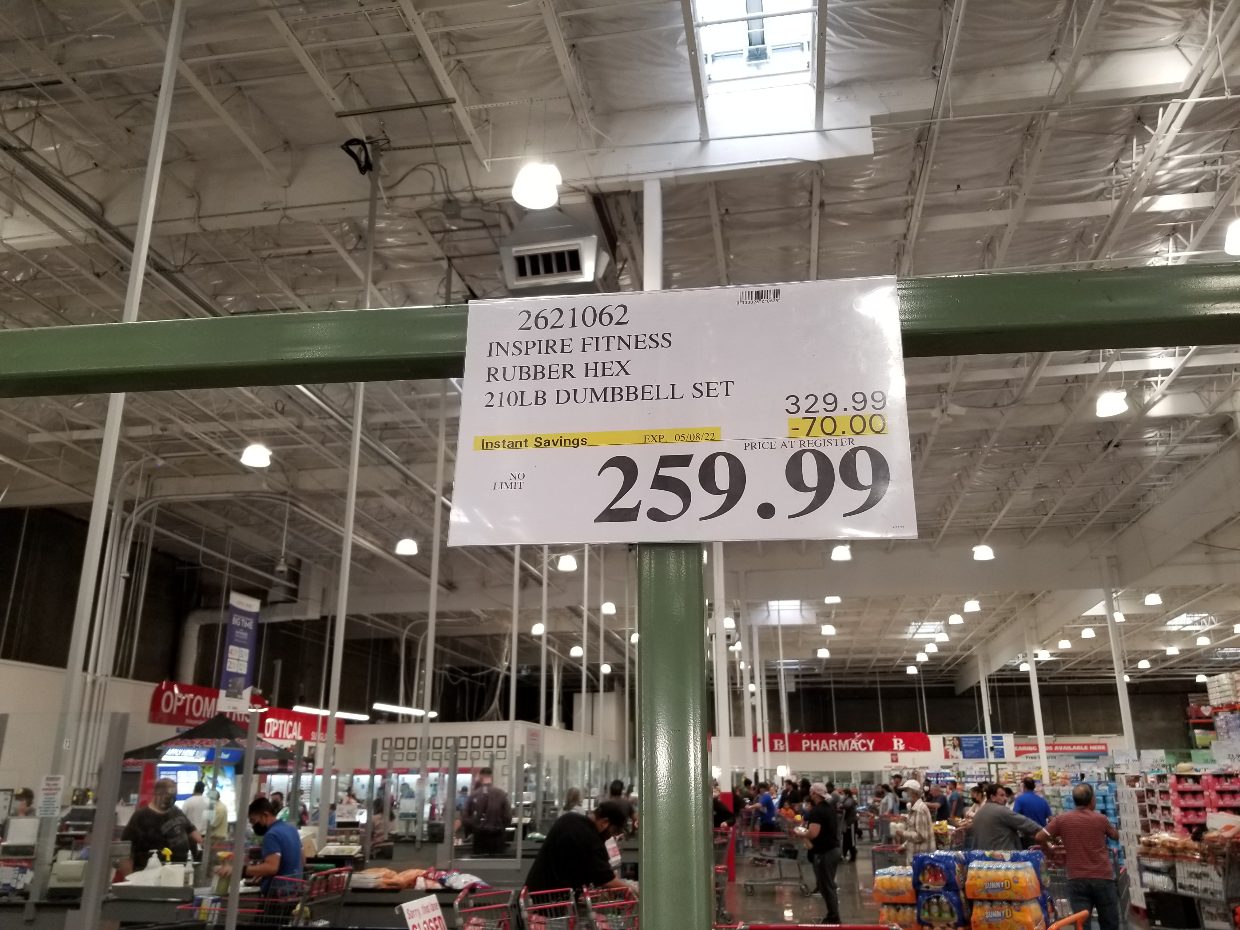 Costco Inspire Fitness 210lb Rubber Hex Dumbbell Set with Rack 259.99 In Store