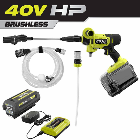 RYOBI 40V HP Brushless EZClean 600 PSI 0.7 GPM Cordless Battery Cold Water Power Cleaner with 2.0 Ah Battery and Charger RY124052K 49.97