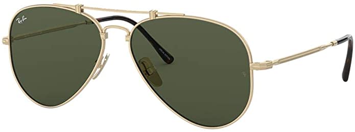 Ray-Ban RB8125 Aviator Titanium Sunglasses Gold w/ Green Lenses $173.97