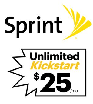 Sprint Kickstart Unlimited $25/mo plus Save $100 instantly
