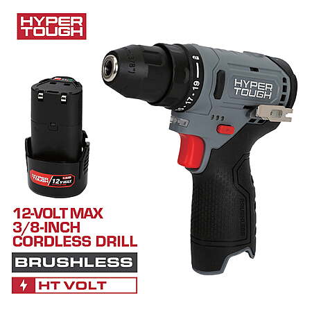 Hyper Tough 12V Brushless Cordless Drill Driver w/ TYPE-C Battery $22.97