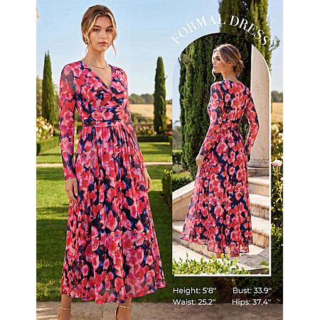 Prime: GRACE KARIN Women Fall Wedding Guest Long Sleeve Formal Floral Maxi Dress $17.09 + Free Shipping