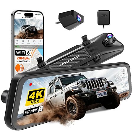 WOLFBOX G900 Core-N 12" 4K Mirror Dash Cam Front and Rear, STARVIS 2 IMX678 $178.49 + Free Shipping