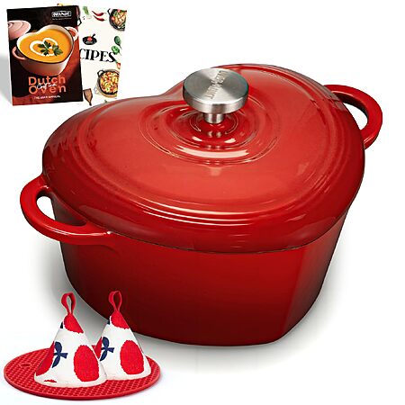 Prime: Overmont Enameled Cast Iron Dutch Oven - 2QT Heart-Shaped Mini Pot with Lid $19.59 + Free Shipping